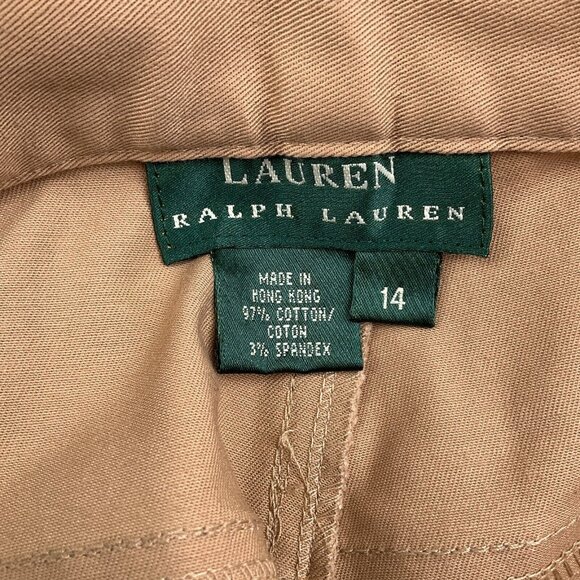 Lauren Ralph Lauren Pants Womens 14 Tan Stretch Trim Preppy Equestrian NWT - Picture 5 of 12